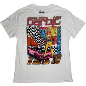Barbie Women’s Graphic T-Shirt Size L White Retro 90s Style (Men’s Size) NWOT